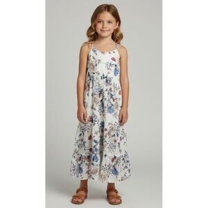 NEW Lexi & Jules Girls Size 7 Floral Maxi Dress Spaghetti‎ Straps Tiered